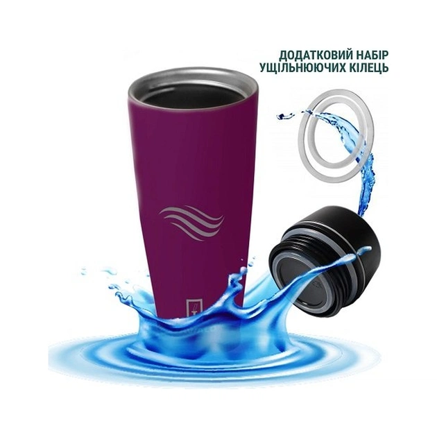 Термокружка Tavialo матовий бордовий колір + 2 ущільнювальних кільця 460 мл (190460103) - зображення 4