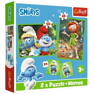 Пазл Trefl The Smurfs Смурфикам весело 2 in 1+memos (5900511936568) зображення 1