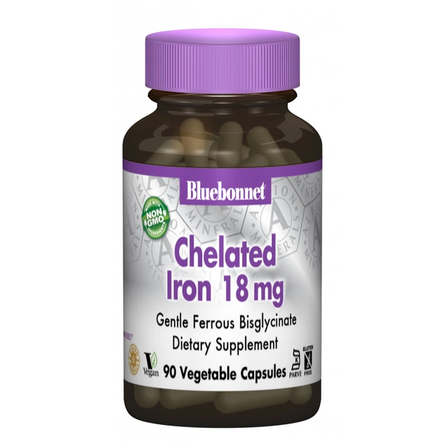 Минералы Bluebonnet Nutrition Хелатное Железо 18мг, Albion, 90 гелевых капсул (BLB-00726) - изображение 1