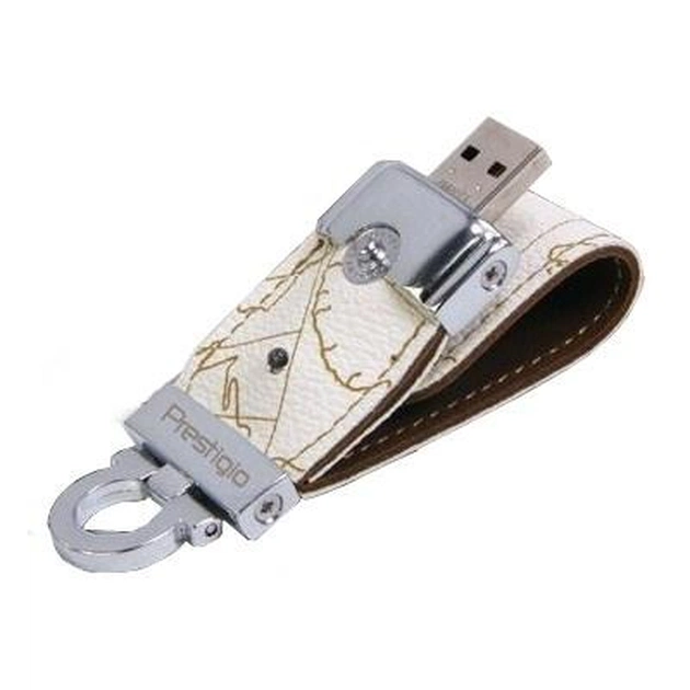 USB флеш накопичувач Prestigio 16Gb Leather Flash White (PLDF16MPWHA) - изображение 1