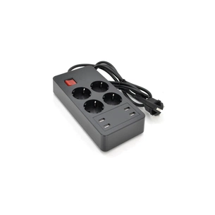 Мережевий фільтр живлення Voltronic 4 роз, 4USB 5V-2.4A, 250V/4000W Black (P-EU4U4S-4000W) зображення 1