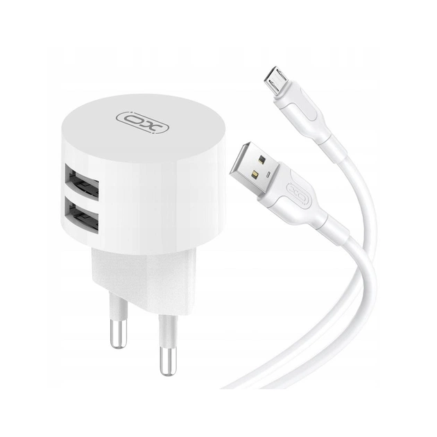 Зарядний пристрій XO 2xUSB 2.4A + cable USB to Micro 5P white (L62-M-WH) - изображение 1