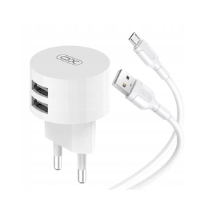 Зарядний пристрій XO 2xUSB 2.4A + cable USB to Micro 5P white (L62-M-WH) зображення 1