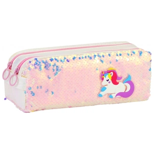 Пенал Cool For School 2 відділення з паєтками та аплікацією Рожевий (CF6615-pink) зображення 1