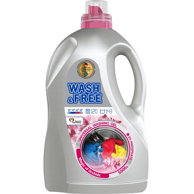 Гель для прання Wash&Free Універсальний Магія орхідей 5 кг (4823128005230) - зображення 1