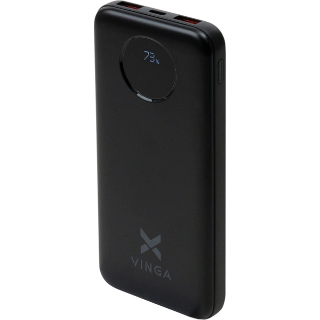 Батарея универсальная Vinga 10000 mAh 22.5W Display Black (VPBB1022) - изображение 1