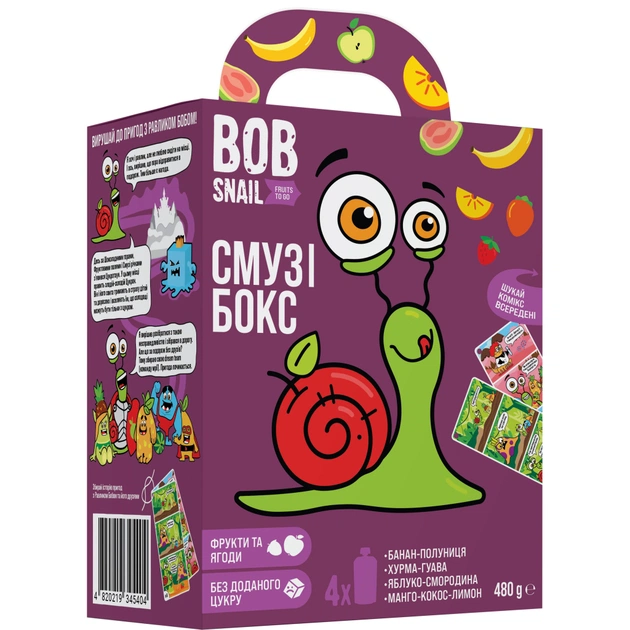 Дитяче пюре Bob Snail Равлик Боб набір Смузі бокс з коміксом 480 г (4820219345404) - picture 1