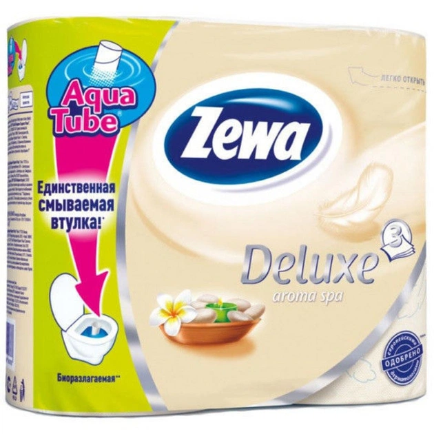 Туалетний папір Zewa Deluxe 3-шаровий Аромат СПА шампань 4 шт (7322540568783) - изображение 1