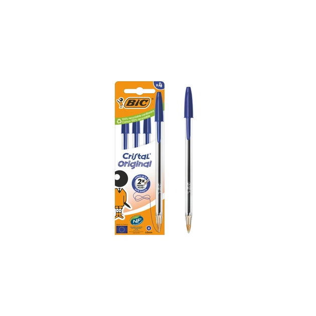 Ручка масляна Bic Cristal, синя, 4 шт (bc516332) - зображення 1