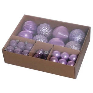 Ялинкова іграшка Chomik пластикові кульки рельєфні і шишки 36 шт, 3,4,6 см, мікс бузкові (5900779832916_2) зображення 1