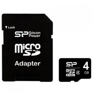 Карта пам'яті Silicon Power 4Gb microSDHC class 4 (SP004GBSTH004V10SP) зображення 1