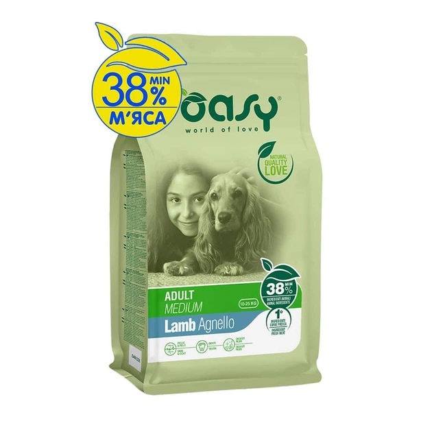 Сухий корм для собак OASY LIFESTAGE Adult Medium ягня 12 кг (8053017349152) - зображення 1