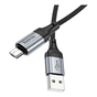Дата кабель USB 2.0 AM to Micro 5P 1.0m 2.4A nylon X102 black HOCO (6942007608763) - зменшене зображення 4