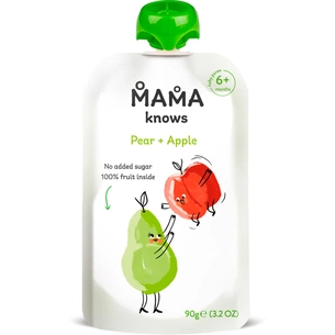 Дитяче пюре Mama knows Груша та Яблуко без цукру 90 г (4820016254497) зображення 1
