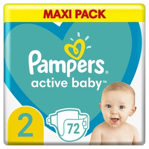 Підгузки Pampers Active Baby Розмір 2 (4-8 кг), 72 шт (8006540032848) зображення 1