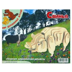 Збірна модель Мир деревянных игрушек Свиня (М012) зображення 1