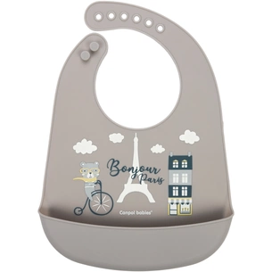 Слинявчик Canpol babies Bonjour Paris силіконовий з кишенькою беж (74/027_bei) зображення 1