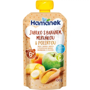 Дитяче пюре Hamanek із яблук, бананів, абрикосів та поленти 100 г (1215915) изображение 1