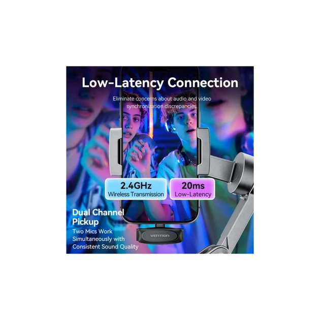 Мікрофон VENTION USB-C 2-Pack Wireless Lavalier Black (NCBB0) - зображення 11