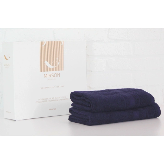 Рушник MirSon набір банних 5073 Elite SoftNess Darkblue 50х90, 70х140 (2200003183115) - зображення 1