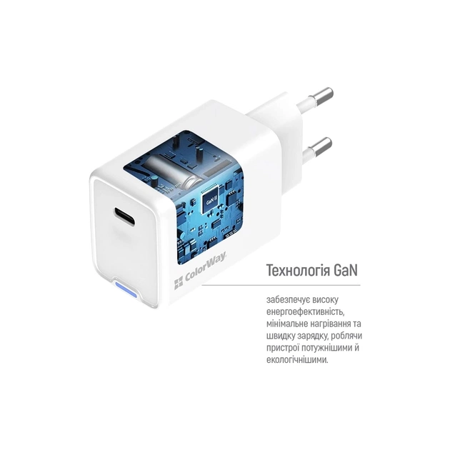 Зарядний пристрій ColorWay GaN Mini 45W PD Port PPS USB-C white (CW-CHS057PD-WT) - picture 8