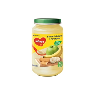 Дитяче пюре Milupa фруктового Банан, яблуко з печивом з 6 місяців 190 г (5900852051456) зображення 1