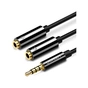 Кабель мультимедийный 3.5mm M to 2x3.5mm F 0.2m AV141 black Ugreen (30619) - уменьшенное изображение 1