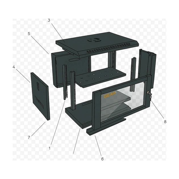 Шафа настінна GEAR 4U 19" 600x450x280 мм, + полка 19", black (GWMSN-4U-600-450) - picture 4