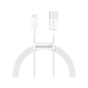 Дата кабель USB 2.0 AM to Lightning 1.0m 2.4A white Baseus (CALYS-A02) - уменьшенное изображение 1