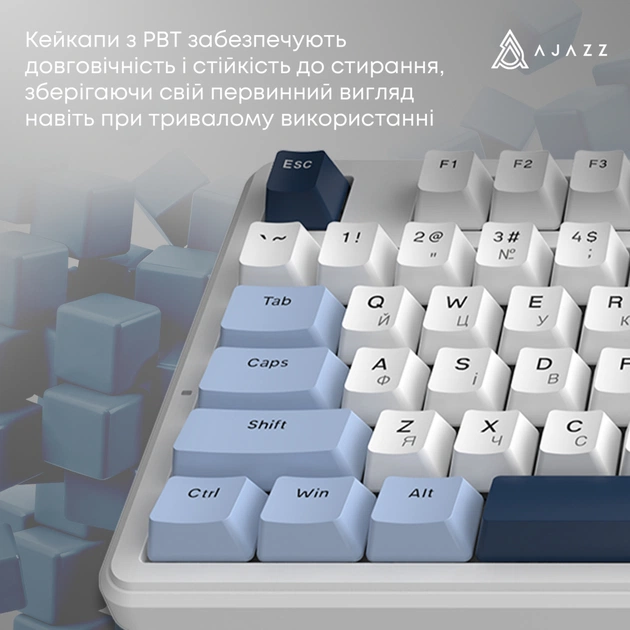 Клавиатура Ajazz AK870 V2 Flying Fish Switch USB UA White/Blue (AK870-V2-FF-BWB) - изображение 11