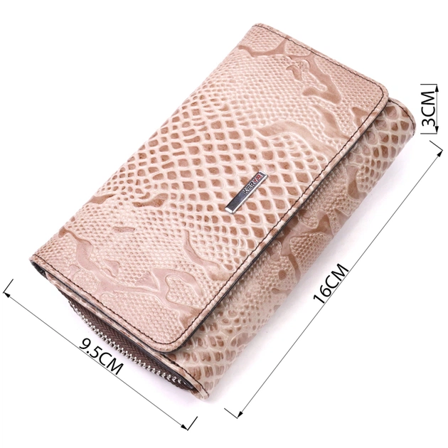 Портмоне Karya З лакованої фактурної шкіри Бежеве (21430) - picture 3