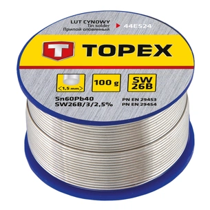 Припій для пайки Topex олов'яний 60%Sn, дрiт 1.5 мм,100 г (44E524) picture 1