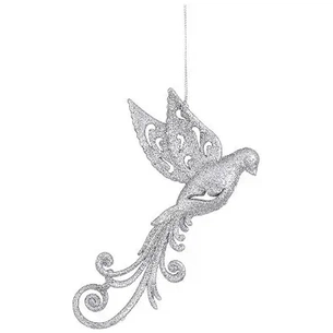 Ялинкова іграшка House Of Seasons Пташка срібна 9 х 2 х 16 см (8718861799439) изображение 1