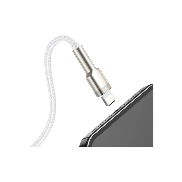 Дата кабель USB 2.0 AM to Lightning 2.0m Cafule Series Metal 2.4A White Baseus (CALJK-B02) - picture 6