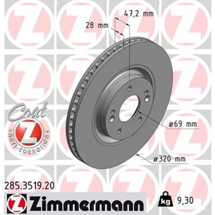 Гальмівний диск ZIMMERMANN 285.3519.20 зображення 1