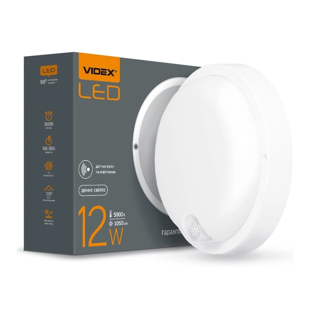Світильник Videx LED з датчиком ІК IP54 12W 5000K сенсорн (VL-BHR-125W-SP) - picture 1