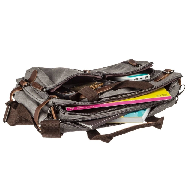 Сумка Vintage Трансформер текстильна велика Сіра (20151) - зображення 2