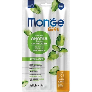 Ласощі для котів Monge Gift Cat Sterilised качка з мелісою 15 г (8009470085281) зображення 1