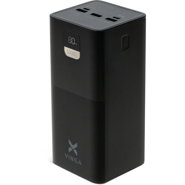 Батарея універсальна Vinga 50000 mAh 22.5W Display Black (VPBB5022) - зображення 1