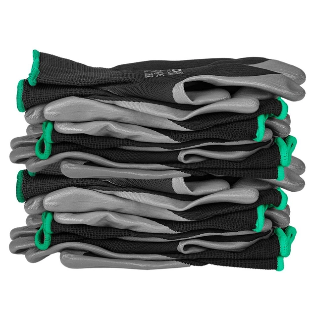 Защитные перчатки Neo Tools комплект 12шт, полиэстер с нитриловым покрытием, р.8, серо-черный (97-647-8) - изображение 4