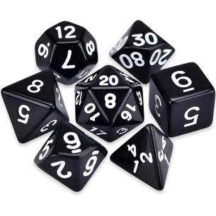 Набір кубиків для настільних ігор Games 7 Days Opaque 7 Dice Set - Black (w-white) (g7dopaq04) зображення 1