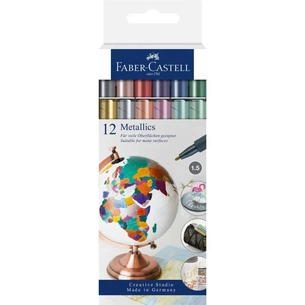 Набір маркерів Faber-Castell тонких металіків для декорування Metallics Marker M (1,5 мм) 12 кольорів (32019) зображення 1