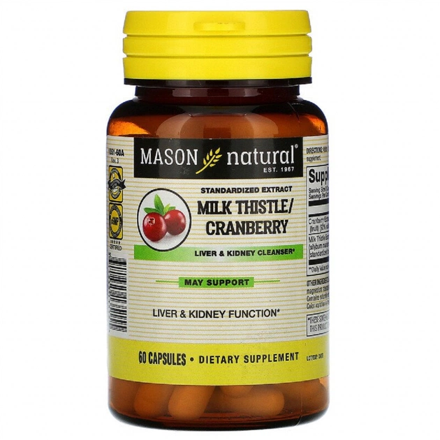 Трави Mason Natural Що очищає комплекс для печінки і нирок, Milk Thistle & Cranb (MAV-13515) - зображення 1