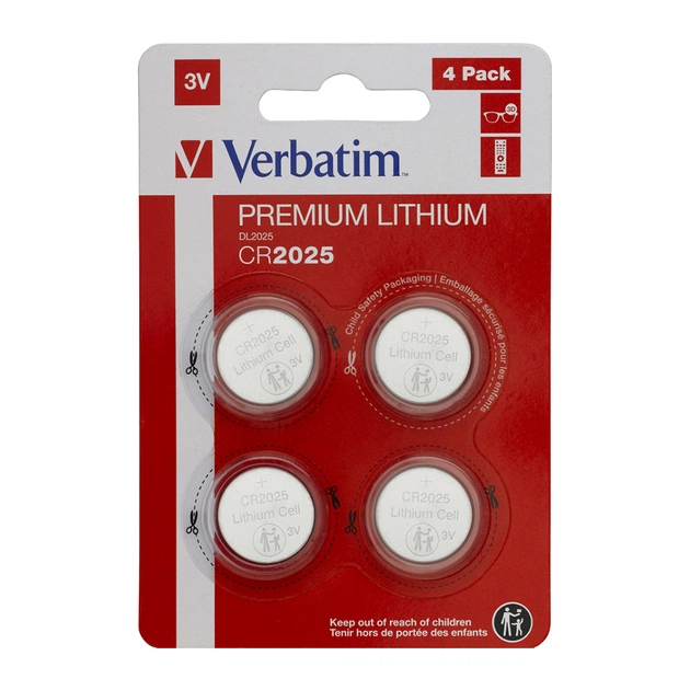 Батарейка Verbatim CR 2025 Lithium 3V * 4 (49532) - зображення 1