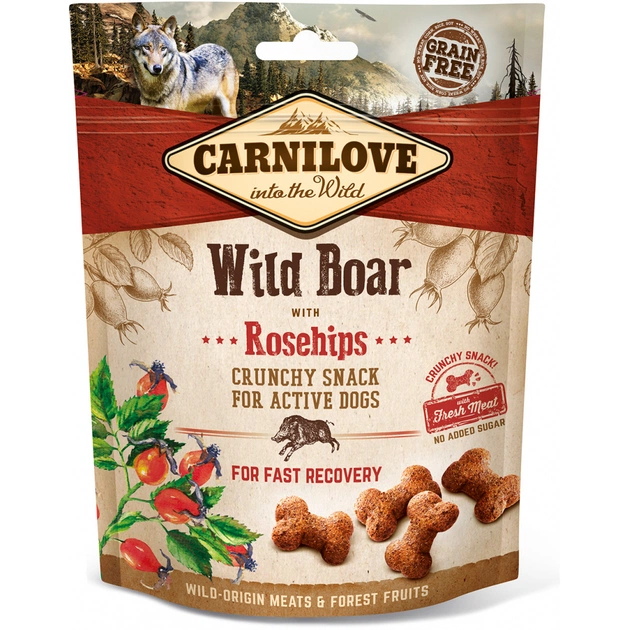 Ласощі для собак Carnilove Crunchy Snack з диким кабаном, шипшиною 200 г (8595602527298) - зображення 1