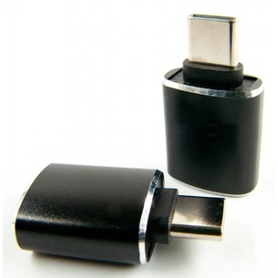 Перехідник OTG USB 2.0 AF to USB-C black Dengos (ADP-018) зображення 1
