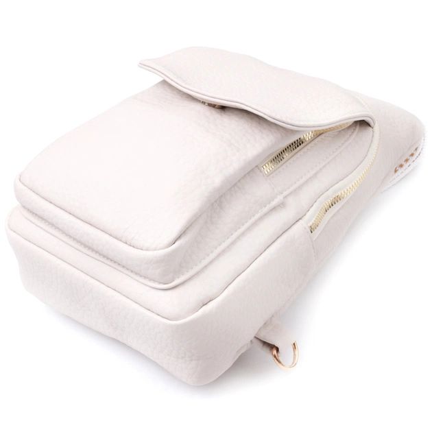 Сумка Vintage Женская с одной лямкой через плечо из крупнозернистой экокожи Молочная (22761) - изображение 6