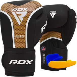 Боксерські рукавички RDX Aura Plus T-17 Black Golden 16 унцій (BGR-T17BGL-16OZ+) зображення 1