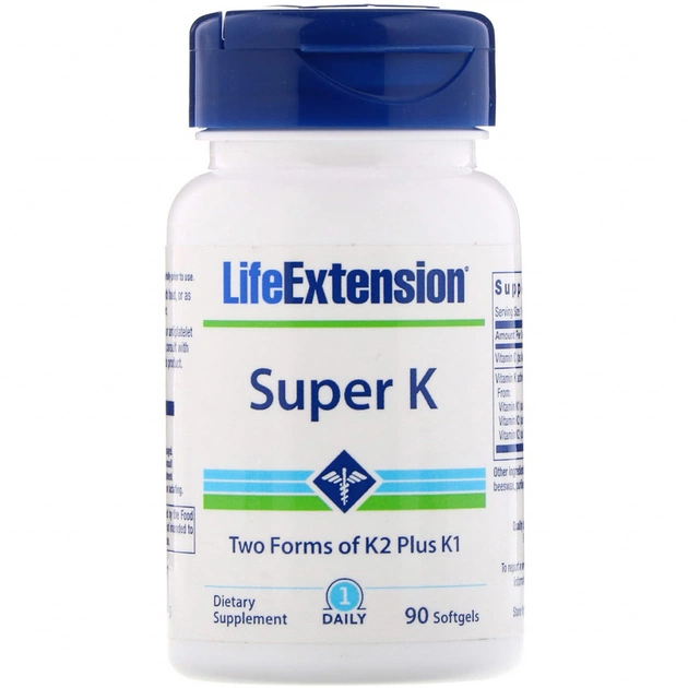 Вітамін Life Extension Вітамін До в двох формах (К2 + К1), Super K, 90 капсул (LEX-23343) - зображення 1