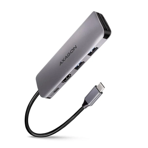 Концентратор AXAGON USB-C to 2xUSBA + HDMI + SD/microSD + USB-C PD 100W 0.2m grey (HMC-5) зображення 1